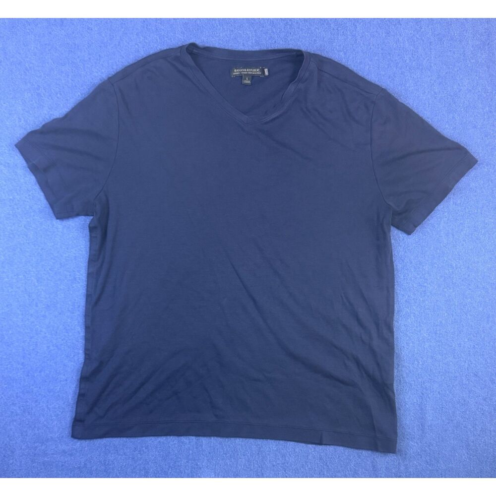 Banana Republic Mens Large Navy Luxury Touch Performance V Neck T Shirt